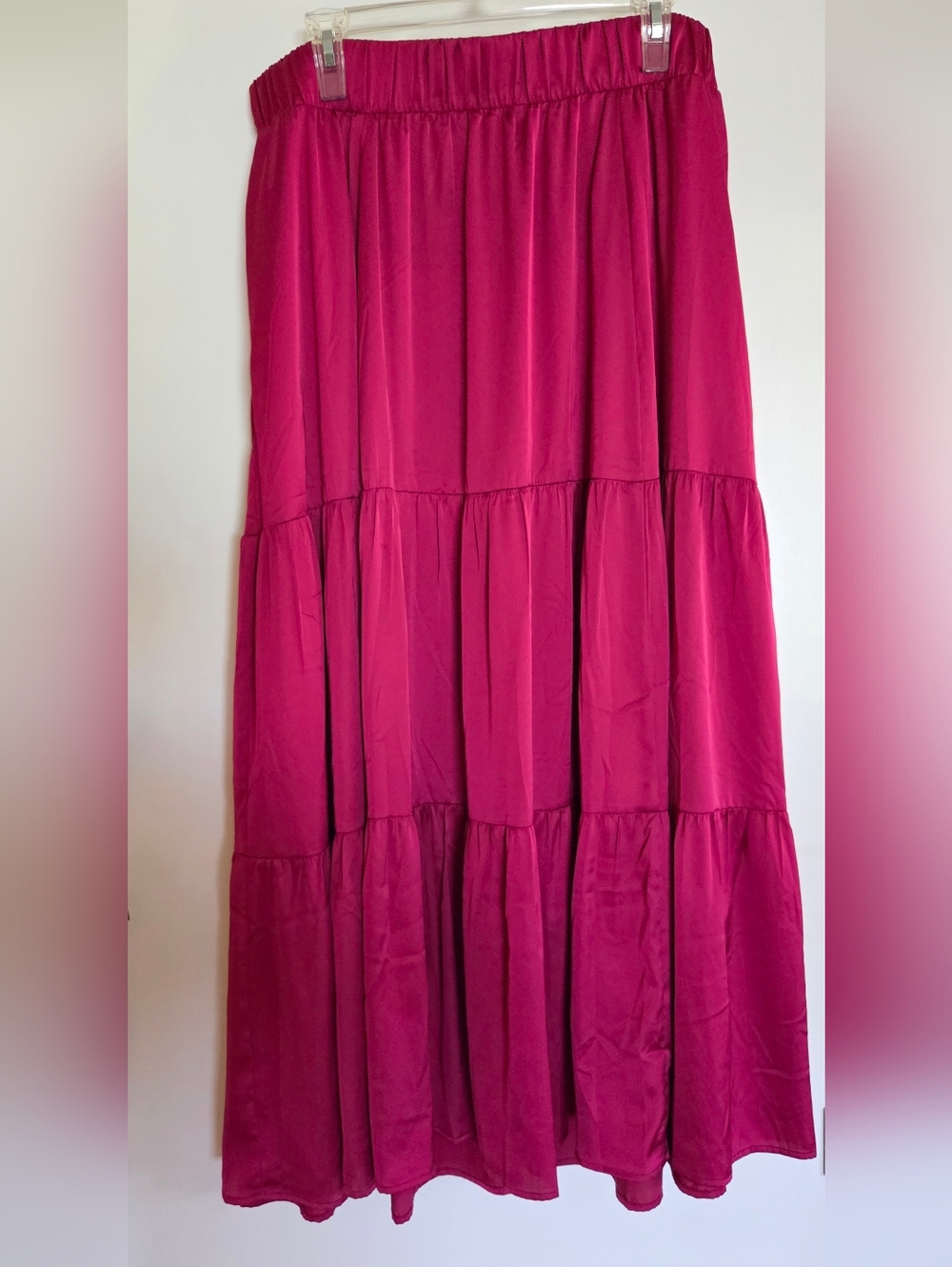 Women's Tiered Maxi Skirt - Fuchsia Pink